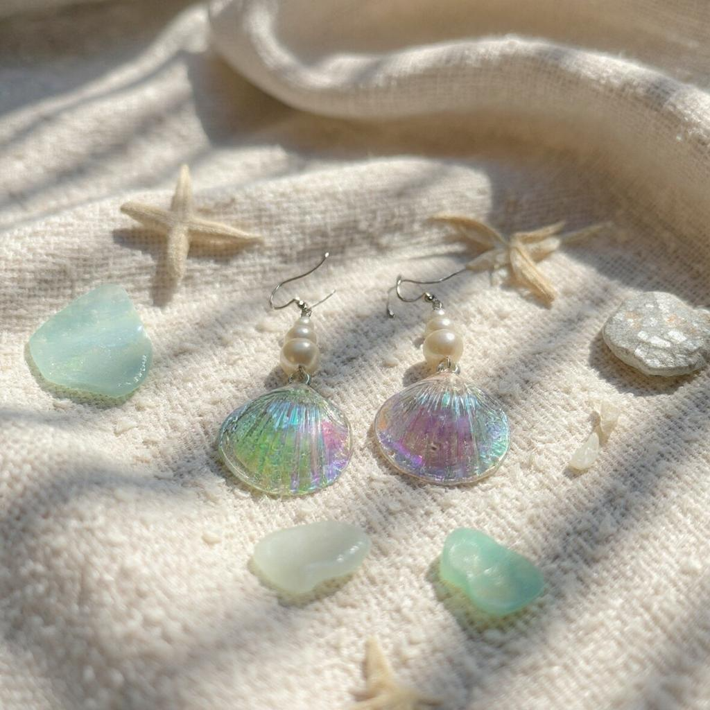 Sterling Silver Angel Aura Shell Earrings