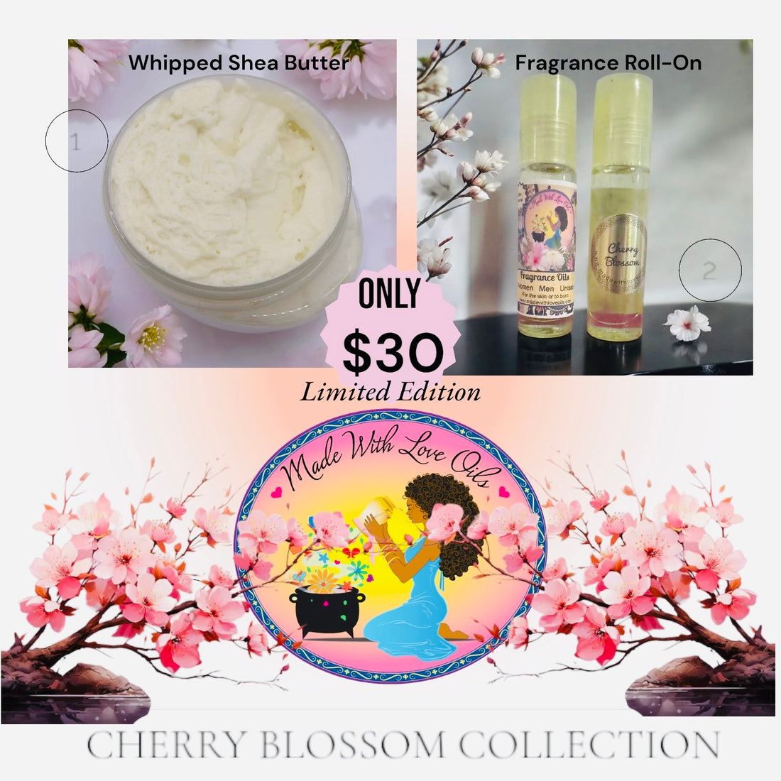 Cherry Blossom Whipped Shea Butter &amp; Fragrance Oil set -Limited Edition