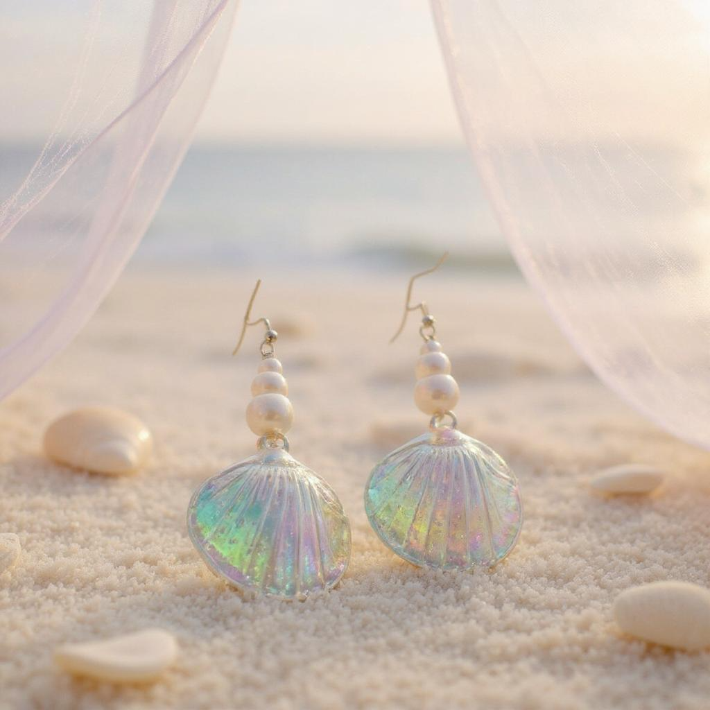 Sterling Silver Angel Aura Shell Earrings